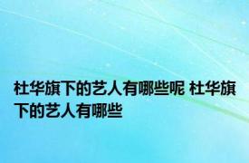 杜华旗下的艺人有哪些呢 杜华旗下的艺人有哪些