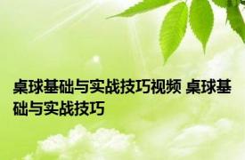 桌球基础与实战技巧视频 桌球基础与实战技巧 