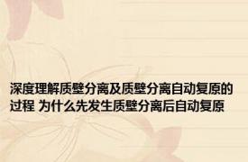 深度理解质壁分离及质壁分离自动复原的过程 为什么先发生质壁分离后自动复原