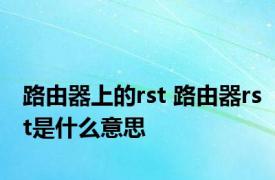 路由器上的rst 路由器rst是什么意思