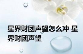 星界财团声望怎么冲 星界财团声望 