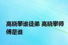 高晓攀谁徒弟 高晓攀师傅是谁