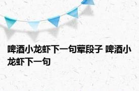 啤酒小龙虾下一句荤段子 啤酒小龙虾下一句