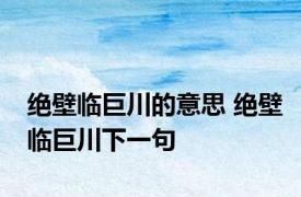 绝壁临巨川的意思 绝壁临巨川下一句