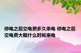 停电之后交电费多久来电 停电之后交电费大概什么时候来电