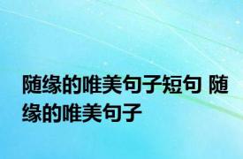 随缘的唯美句子短句 随缘的唯美句子