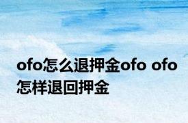 ofo怎么退押金ofo ofo怎样退回押金