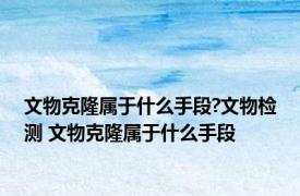 文物克隆属于什么手段?文物检测 文物克隆属于什么手段