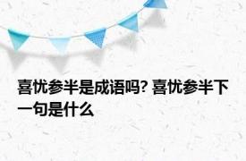 喜忧参半是成语吗? 喜忧参半下一句是什么