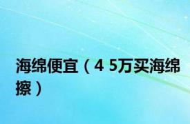 海绵便宜（4 5万买海绵擦）