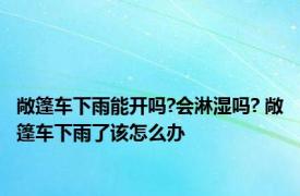 敞篷车下雨能开吗?会淋湿吗? 敞篷车下雨了该怎么办