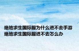 绝地求生国际服为什么进不去手游 绝地求生国际服进不去怎么办