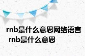 rnb是什么意思网络语言 rnb是什么意思