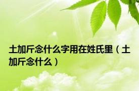 土加斤念什么字用在姓氏里（土加斤念什么）