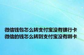 微信钱包怎么转支付宝没有银行卡 微信的钱怎么转到支付宝没有绑卡