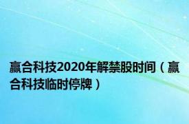 赢合科技2020年解禁股时间（赢合科技临时停牌）