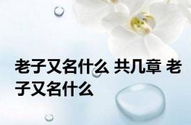 老子又名什么 共几章 老子又名什么