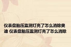 仪表盘胎压监测灯亮了怎么消除奥迪 仪表盘胎压监测灯亮了怎么消除