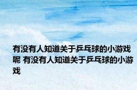 有没有人知道关于乒乓球的小游戏呢 有没有人知道关于乒乓球的小游戏