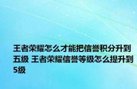 王者荣耀怎么才能把信誉积分升到五级 王者荣耀信誉等级怎么提升到5级