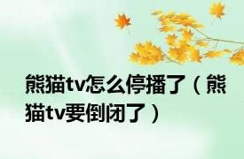 熊猫tv怎么停播了（熊猫tv要倒闭了）