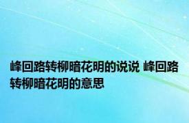 峰回路转柳暗花明的说说 峰回路转柳暗花明的意思