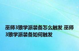 巫师3狼学派装备怎么触发 巫师3狼学派装备如何触发