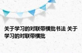 关于学习的对联带横批书法 关于学习的对联带横批