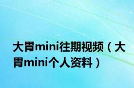 大胃mini往期视频（大胃mini个人资料）