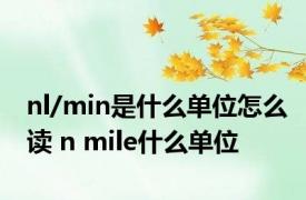 nl/min是什么单位怎么读 n mile什么单位