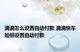 滴滴怎么设置自动付款 滴滴快车如何设置自动付款