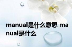 manual是什么意思 manual是什么 