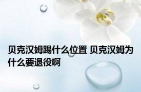 贝克汉姆踢什么位置 贝克汉姆为什么要退役啊