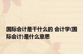 国际会计是干什么的 会计学(国际会计)是什么意思