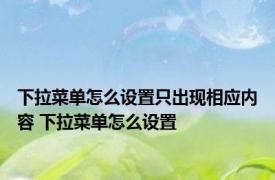 下拉菜单怎么设置只出现相应内容 下拉菜单怎么设置