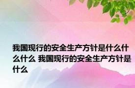 我国现行的安全生产方针是什么什么什么 我国现行的安全生产方针是什么