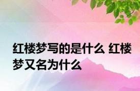 红楼梦写的是什么 红楼梦又名为什么