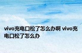 vivo充电口松了怎么办啊 vivo充电口松了怎么办