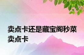 卖点卡还是藏宝阁秒菜 卖点卡 