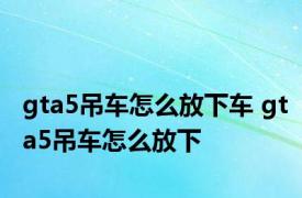 gta5吊车怎么放下车 gta5吊车怎么放下