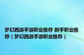 梦幻西游手游职业推荐 新手职业推荐（梦幻西游手游职业推荐）