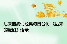 后来的我们经典对白台词 《后来的我们》语录