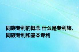 同族专利的概念 什么是专利族、同族专利和基本专利