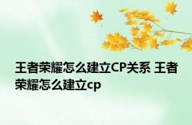 王者荣耀怎么建立CP关系 王者荣耀怎么建立cp