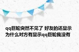 qq巨轮突然不见了 好友的还显示 为什么对方有显示qq巨轮我没有