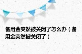 备用金突然被关闭了怎么办（备用金突然被关闭了）