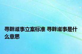 寻畔滋事立案标准 寻畔滋事是什么意思