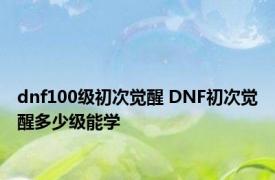 dnf100级初次觉醒 DNF初次觉醒多少级能学