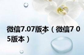 微信7.07版本（微信7 05版本）