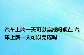 汽车上牌一天可以完成吗现在 汽车上牌一天可以完成吗